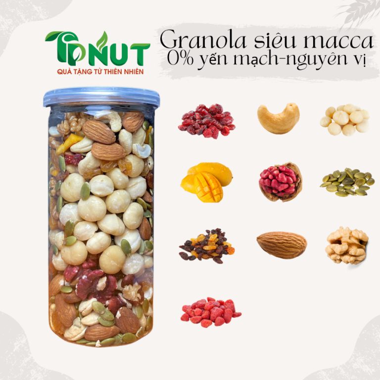 Hướng Dẫn Chọn Granola Siêu Hạt: 500g Granola Siêu Hạt, Siêu Macca Không Yến Mạch TPNut – Ăn Kiêng