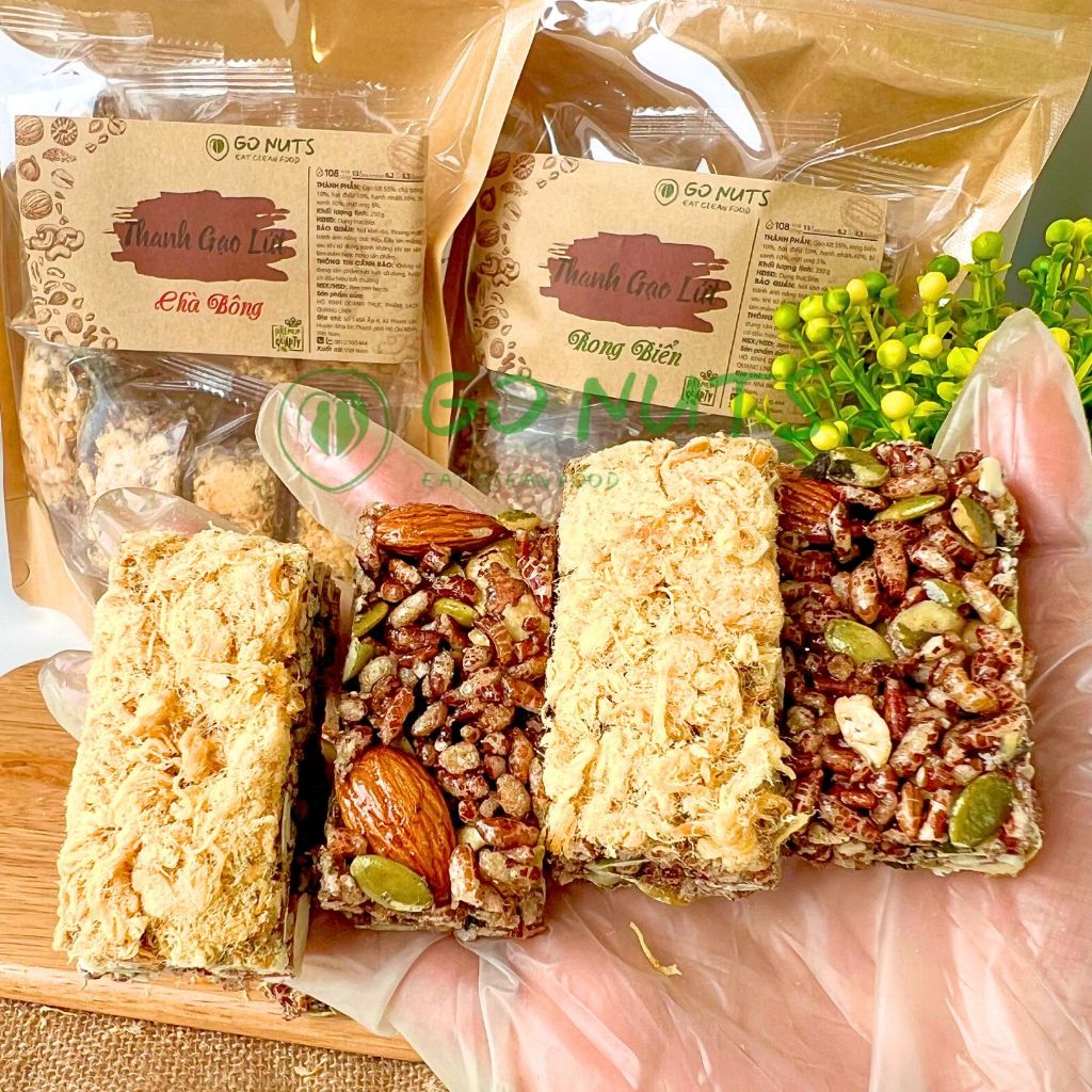 500g Thanh gạo lứt GO NUTS v� ch�  bông/rong bi�n mix hạt... (2)
