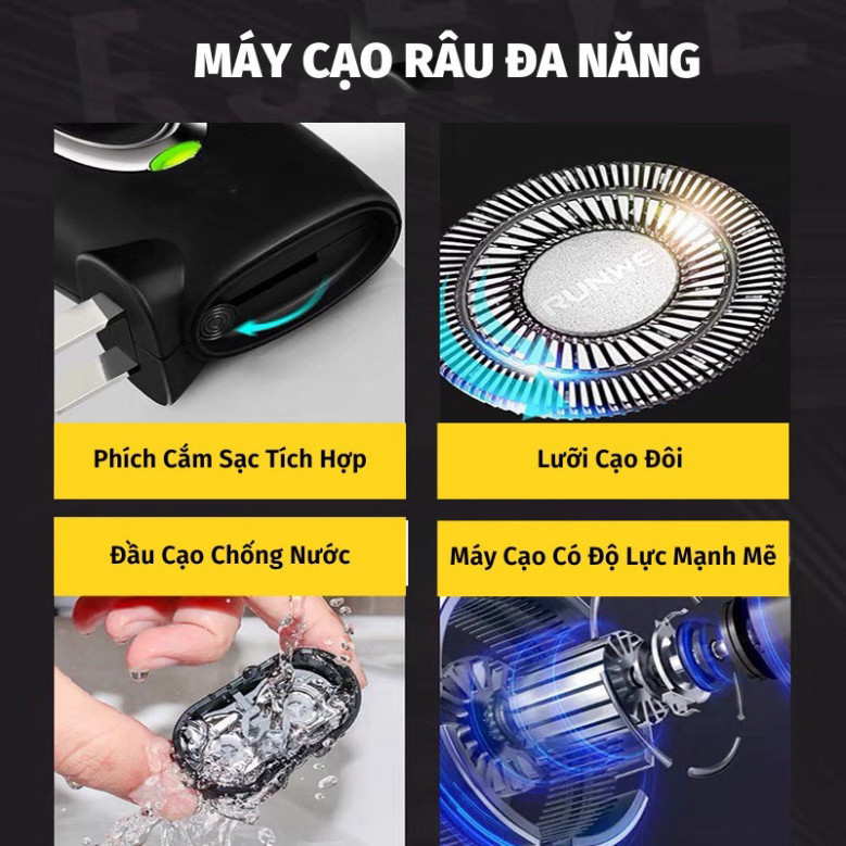 Máy Cạo Râu Mini 2 Lưỡi Cạo Nổi Máy Cạo Râu Đa Năng Đầu C... (2)