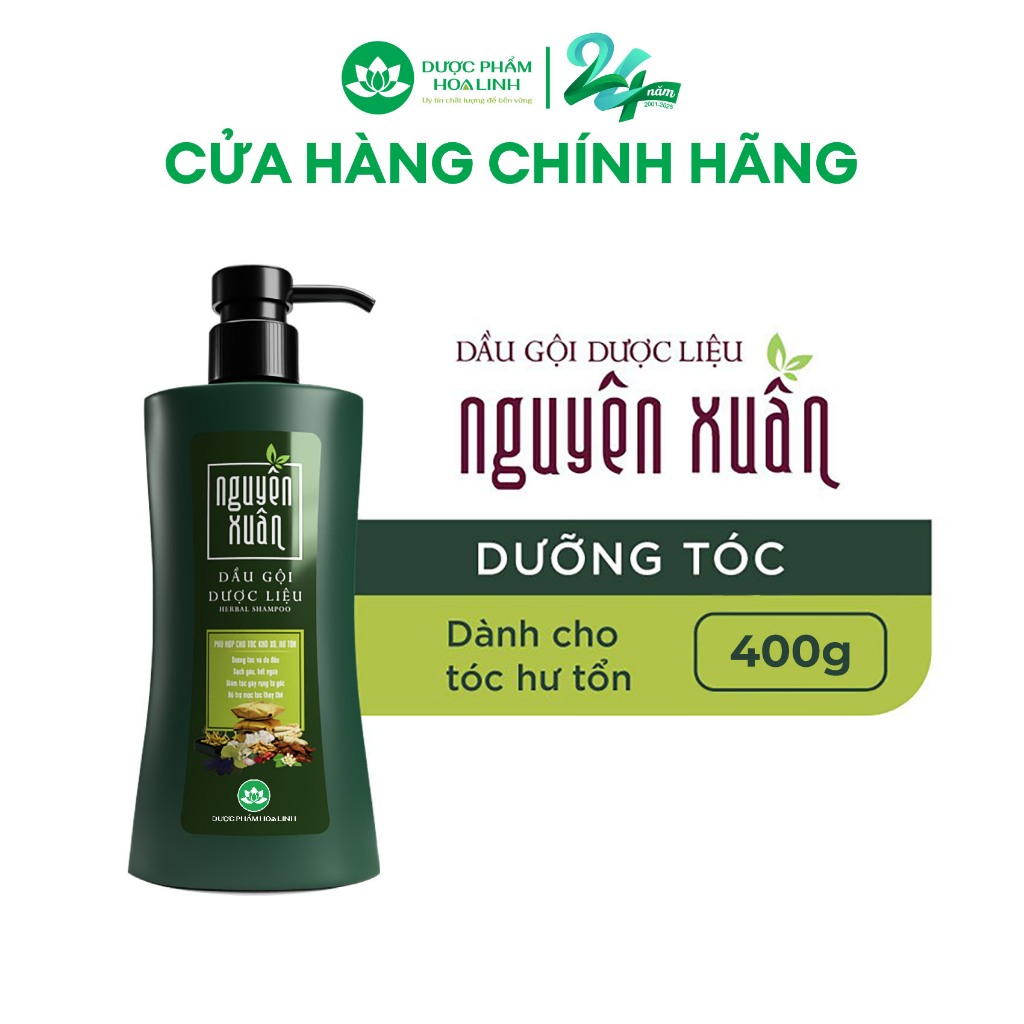 Dầu Gội Dược Liệu Nguyên Xuân Xanh Dưỡng Tóc 365g KM 35g (2)