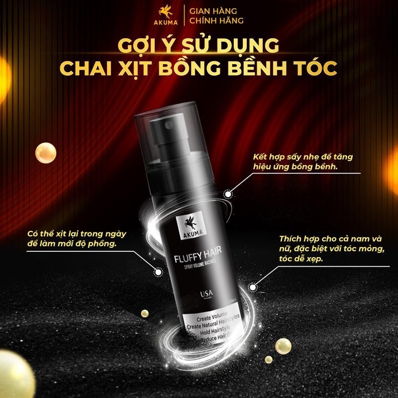Xịt tạo phồng Akuma Fluffy Hair  giúp tóc bồng bềnh (3)