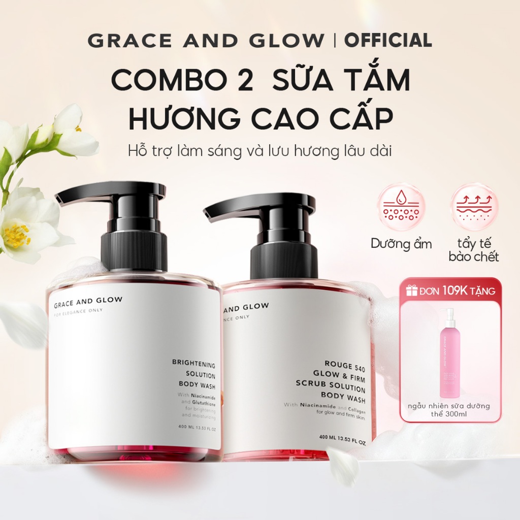 [Kèm quà tặng] 2 IN 1 Combo sữa tắm Grace and Glow  trắng... (3)