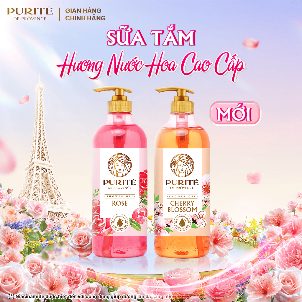 Combo Sữa Tắm PURITÉ 1.1L Hương Hoa Anh Đào/Hoa Hồng và S... (3)