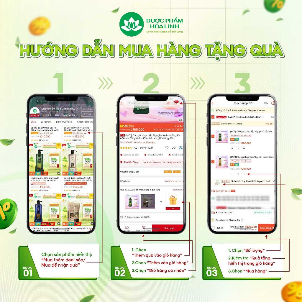 Dầu Gội Dược Liệu Nguyên Xuân Xanh Dưỡng Tóc 365g KM 35g (3)