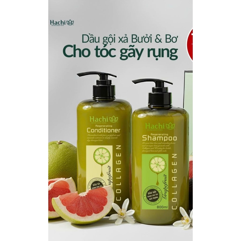 [ ✔️ Chính Hãng ] Cặp dầu Gội & Xả Bơ Bưởi Hachi ngăn ngừ... (3)