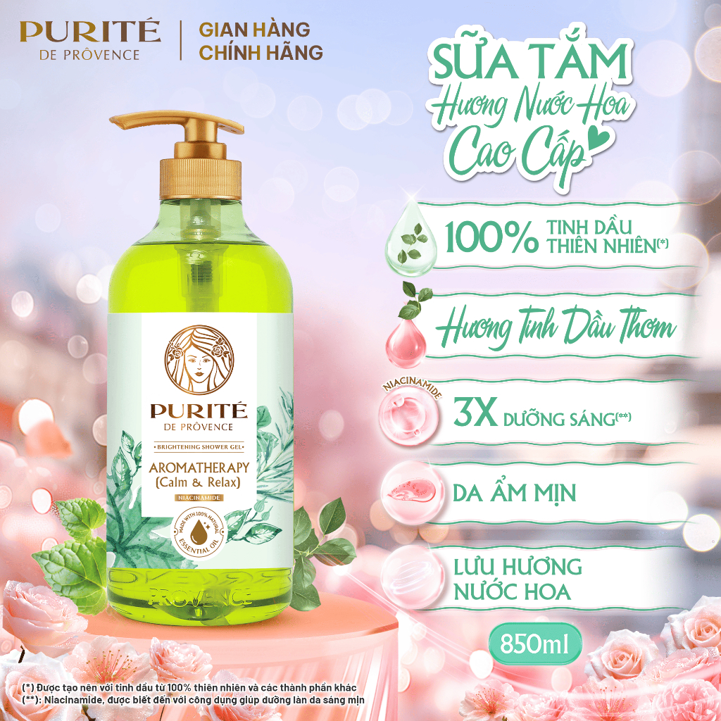 Sữa Tắm Thiên Nhiên PURITÉ Hương Hoa Anh Đào/Hoa Hồng/Hoa... (4)