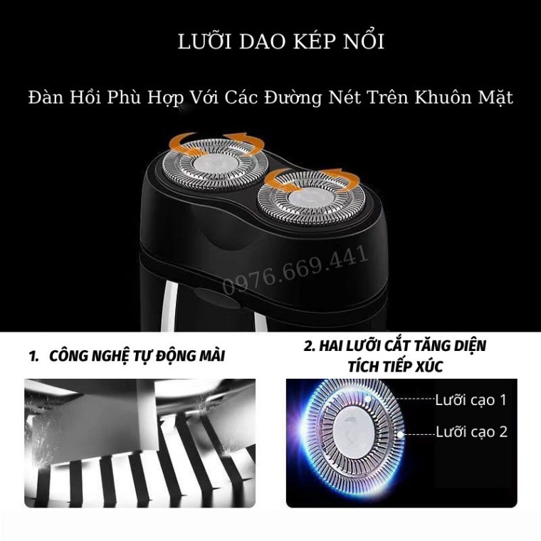 Máy Cạo Râu Mini 2 Lưỡi Cạo Nổi Máy Cạo Râu Đa Năng Đầu C... (4)