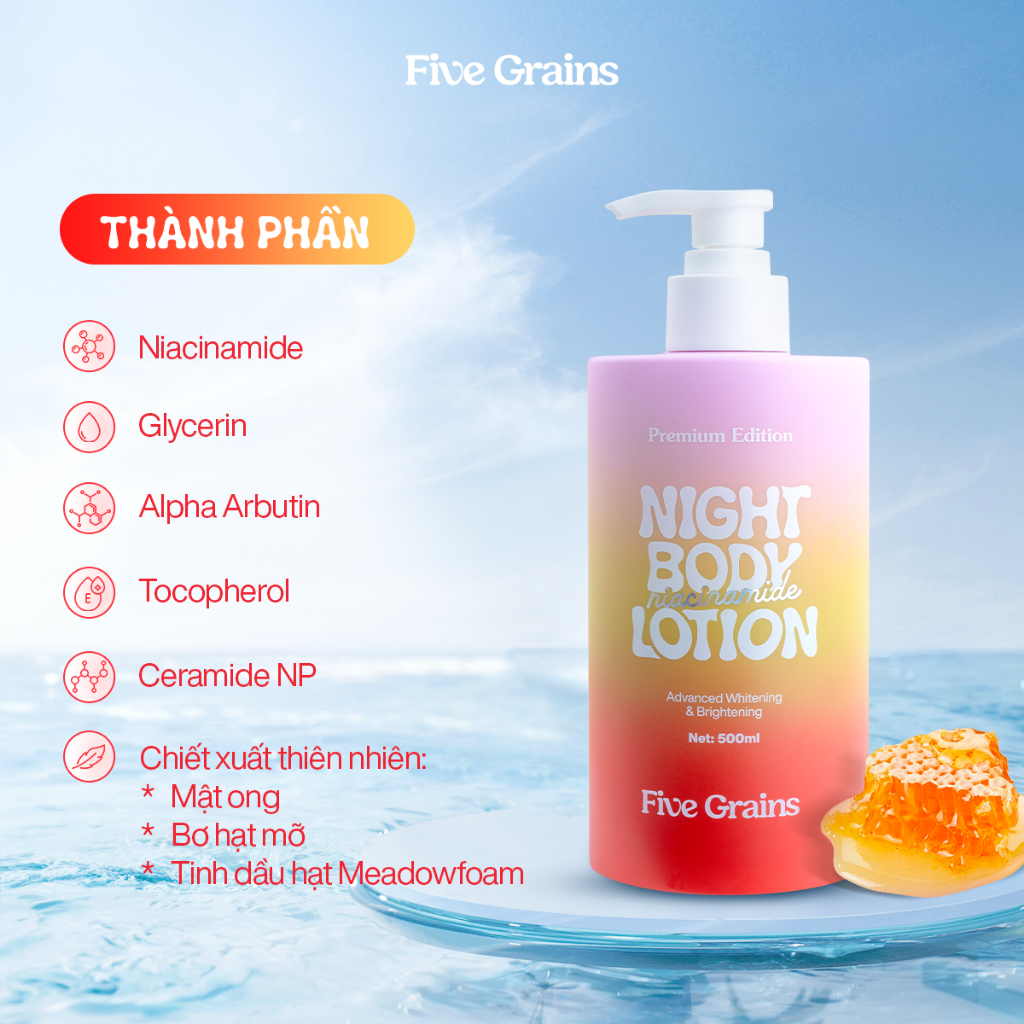 Kem dưỡng body Cao cấp Five Grains dưỡng trắng da Niacina... (4)