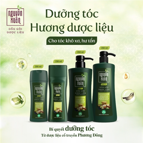 Dầu Gội Dược Liệu Nguyên Xuân Xanh Dưỡng Tóc 365g KM 35g (4)