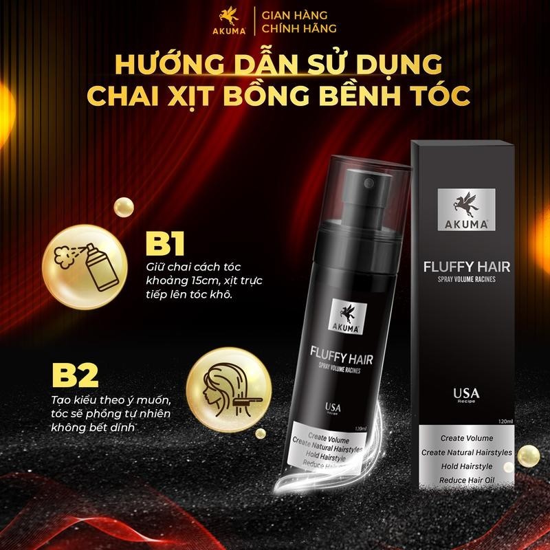Xịt tạo phồng Akuma Fluffy Hair  giúp tóc bồng bềnh (5)