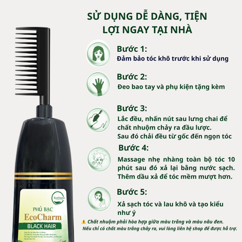 Dầu gội nhuộm tóc phủ bạc thảo dược hà thủ ô Ecocharm lượ... (5)