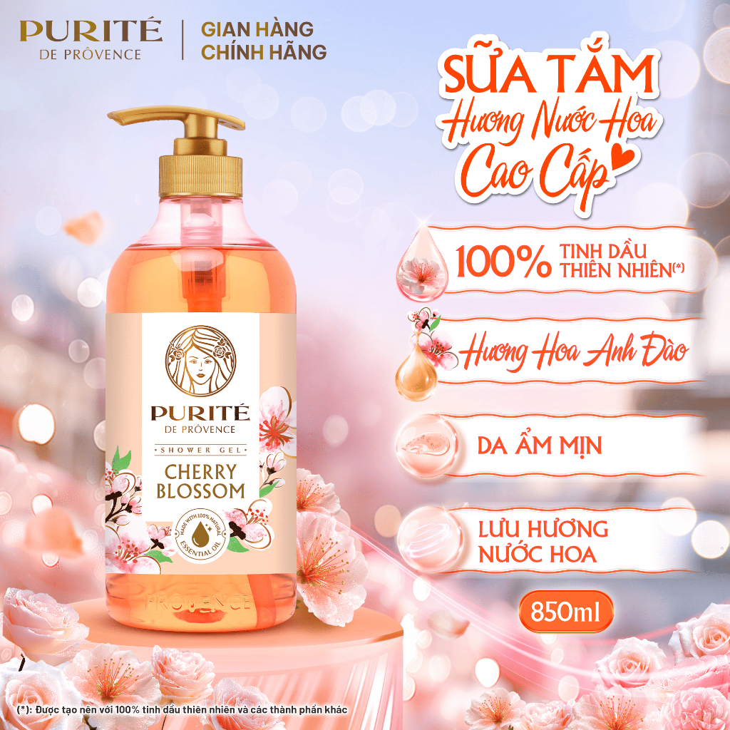 Sữa Tắm Thiên Nhiên PURITÉ Hương Hoa Anh Đào/Hoa Hồng/Hoa... (5)