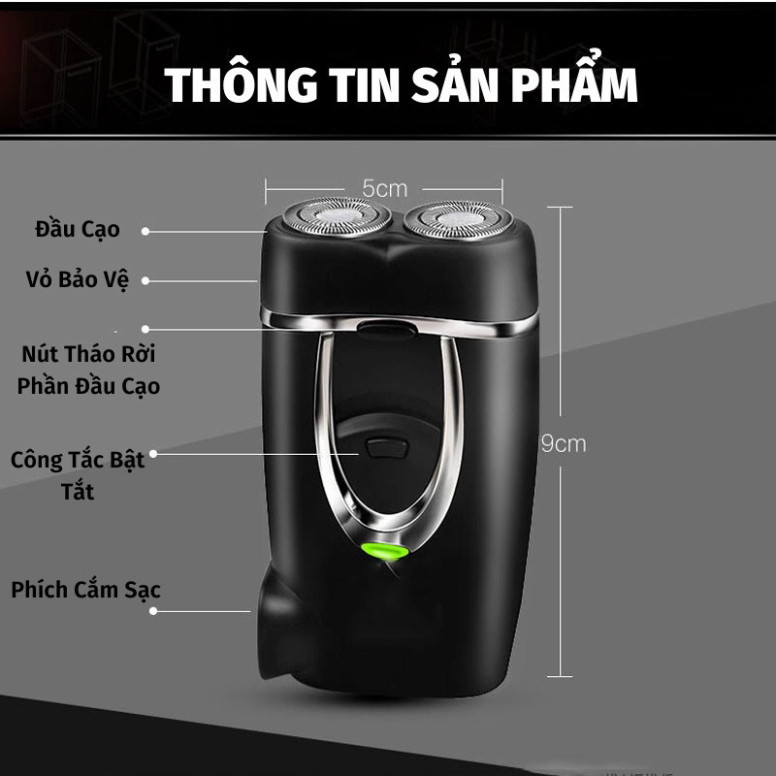 Máy Cạo Râu Mini 2 Lưỡi Cạo Nổi Máy Cạo Râu Đa Năng Đầu C... (5)