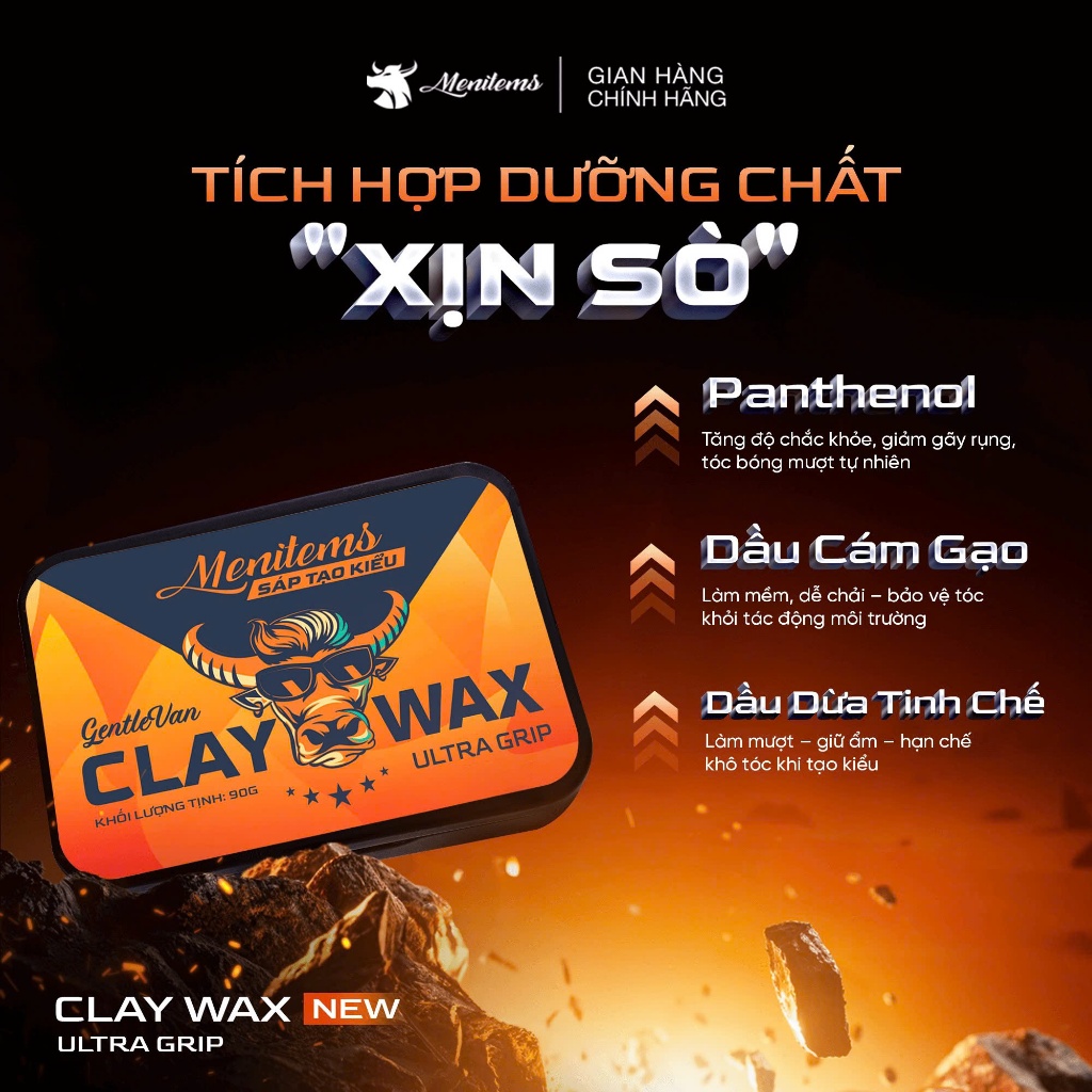 Sáp vuốt tóc Menitems Claywax (5)
