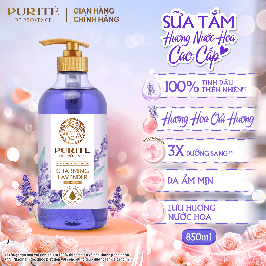 Sữa Tắm Thiên Nhiên PURITÉ Hương Hoa Anh Đào/Hoa Hồng/Hoa... (6)