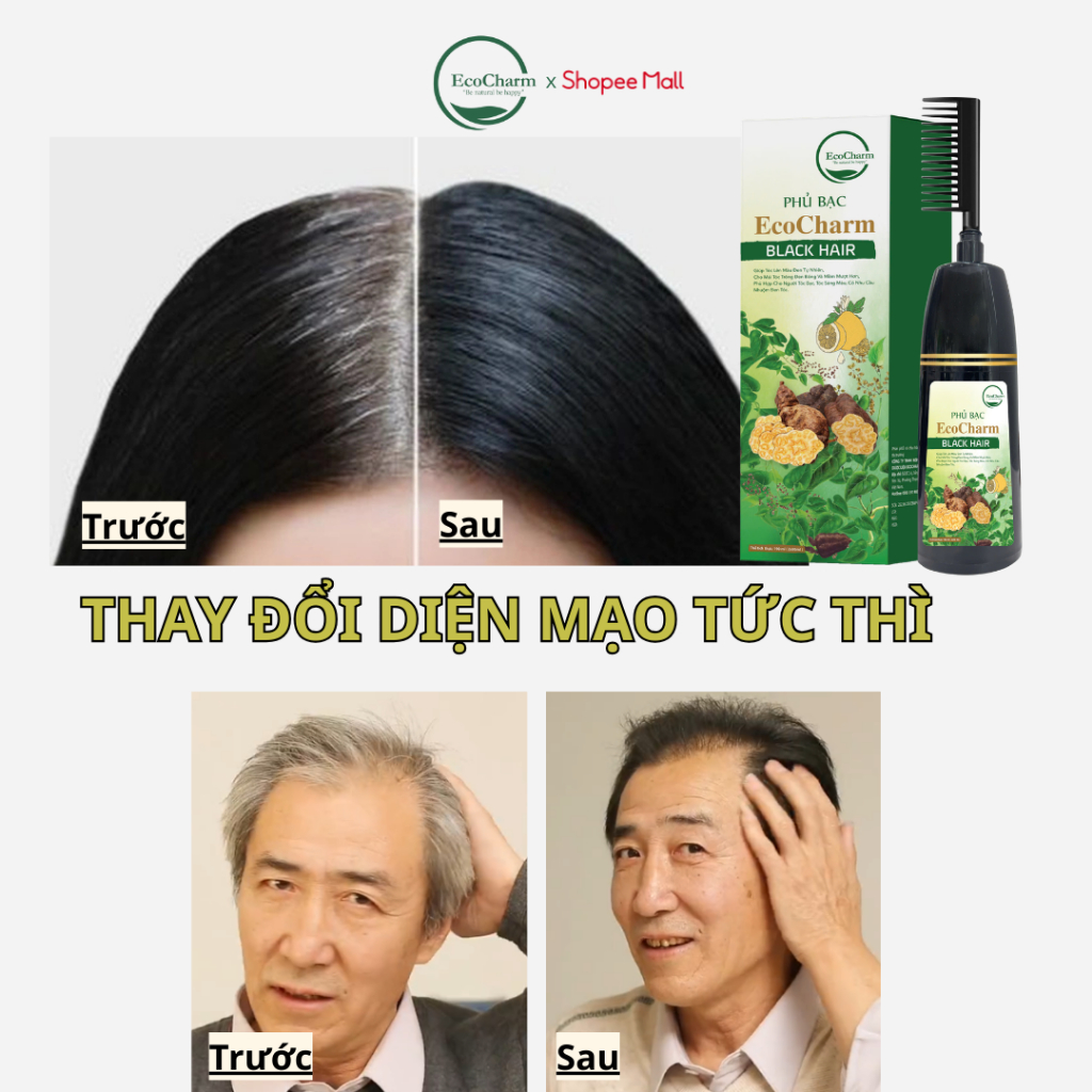Dầu gội nhuộm tóc phủ bạc thảo dược hà thủ ô Ecocharm lượ... (6)