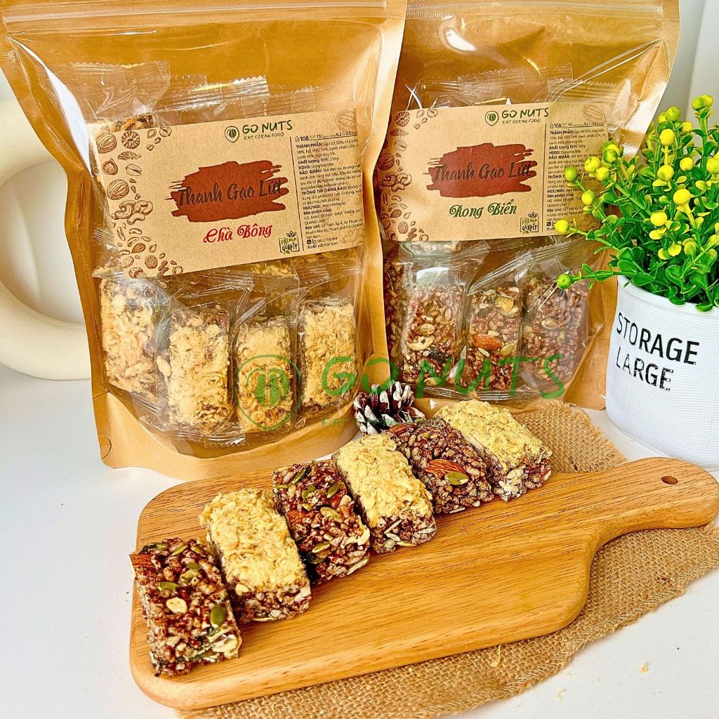 500g Thanh gạo lứt GO NUTS v� ch�  bông/rong bi�n mix hạt... (6)