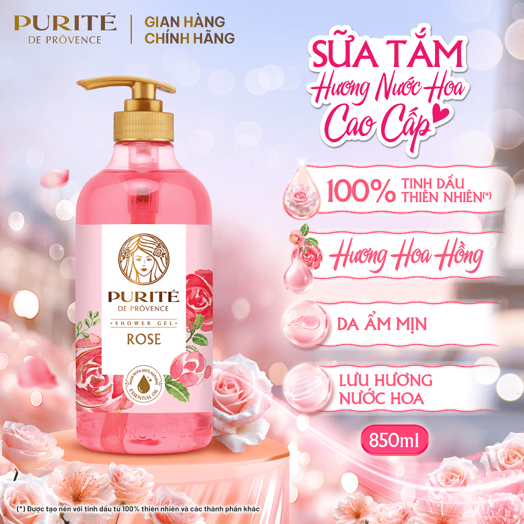 Sữa Tắm Thiên Nhiên PURITÉ Hương Hoa Anh Đào/Hoa Hồng/Hoa... (6)