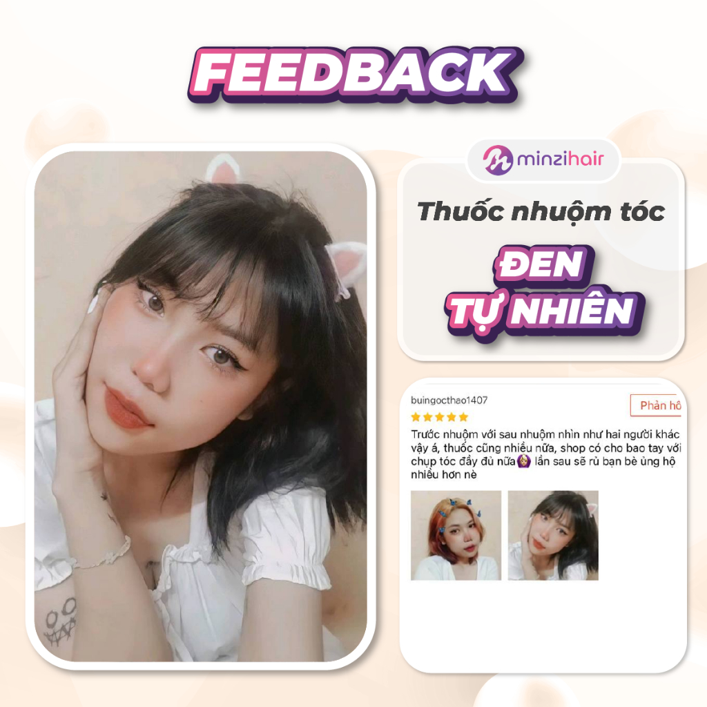 Thuốc nhuộm tóc Màu Đen Tự Nhiên Minzihair (6)