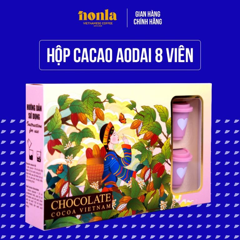 Hộp 8 viên Cacao Socola Viên Nén Nguyên Chất AODAI COFFEE – Thú Vị Từ Đam Mê Cacao