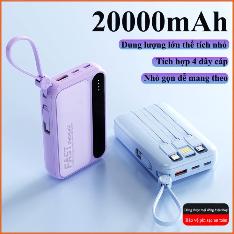 Hướng Dẫn Chọn Sạc Dự Phòng 20000mAh Tích Hợp 4 Cáp Sạc Nhanh với Màn Hình LED