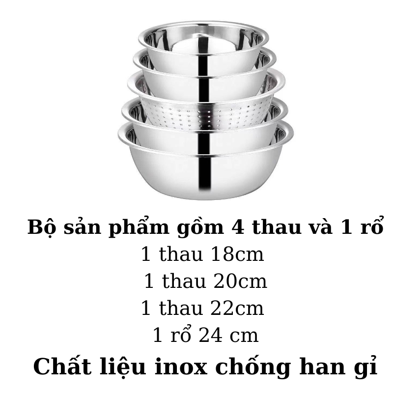 B� thau r� inox 5 món h� ng n�i ��a nhật Set thau r� 5 mó... (2)