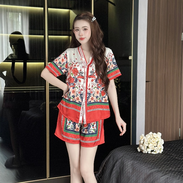 �� ngủ nữ pijama mặc nh�  set b� �� ngủ pyjama Hisexy Lụa... (2)