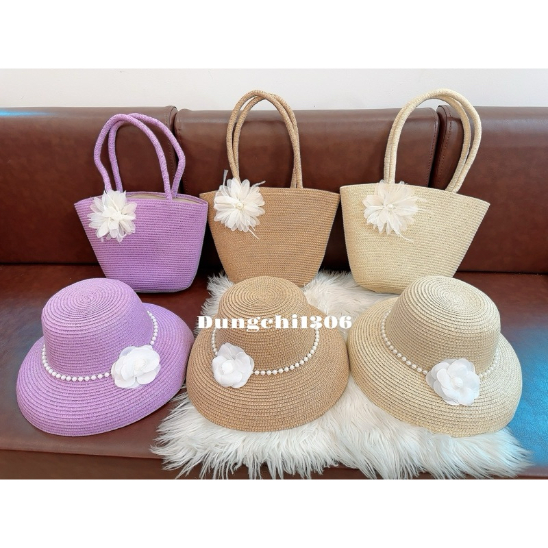 Set túi mũ cói đi biển nhiều mẫu xinh (2)