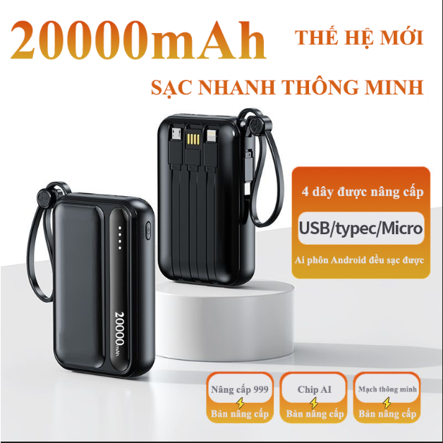 Sạc dự phòng 20000mah có tích hợp 4 cáp sạc nhanh màn hìn... (2)