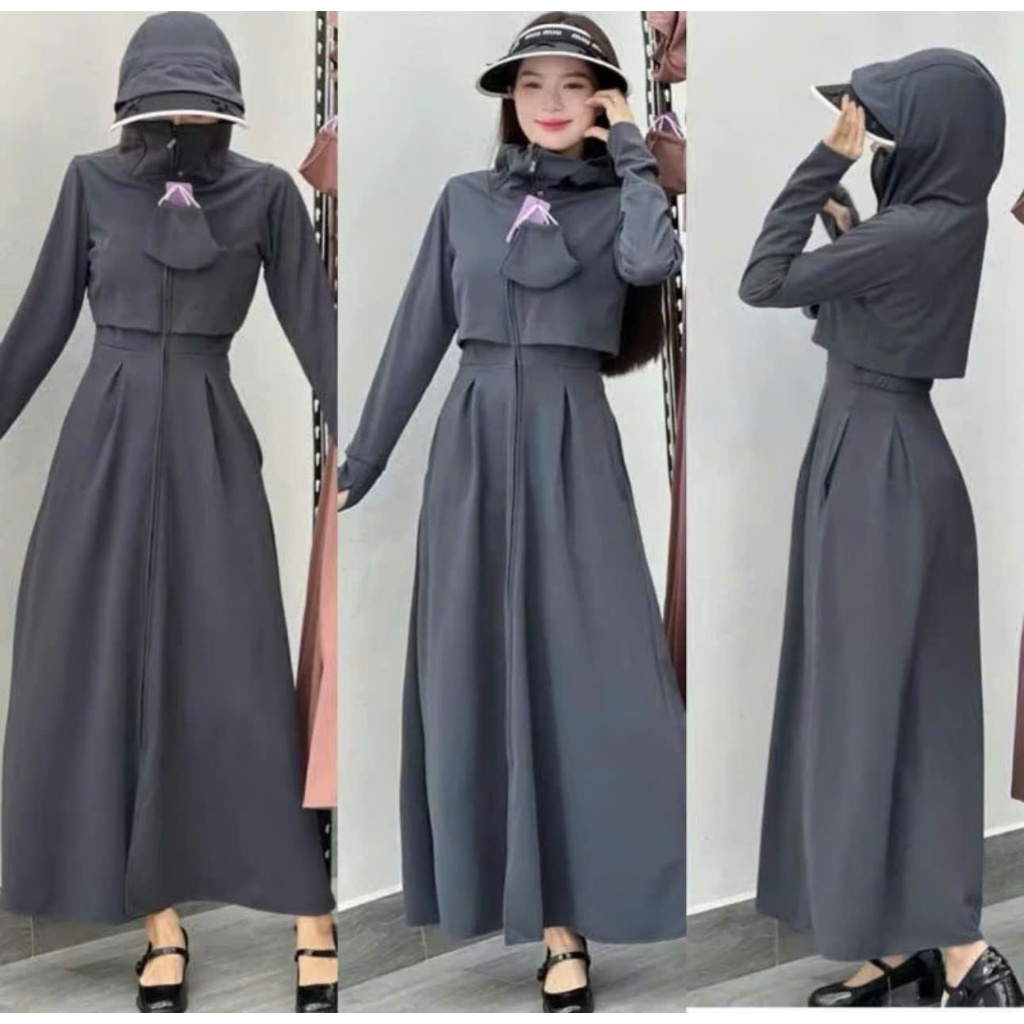 Áo Khoác Chống Nắng Toàn Thân 2 Lớp Vải Umi Cotton Dày Hà... (2)
