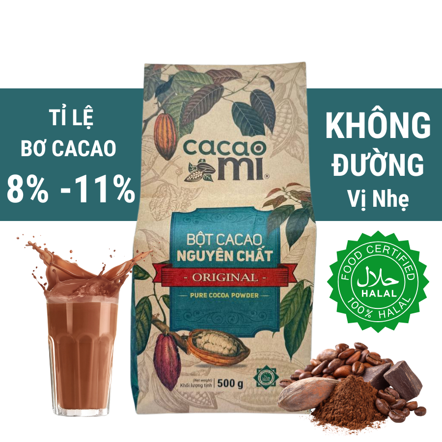 Bột cacao nguyên chất không đường CACAOMI Original ăn kiê... (2)
