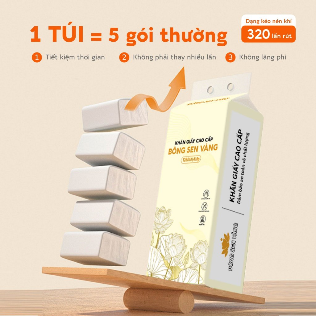 Khăn giấy rút Bông Sen Vàng treo tường Phiên Bản Mới (2)