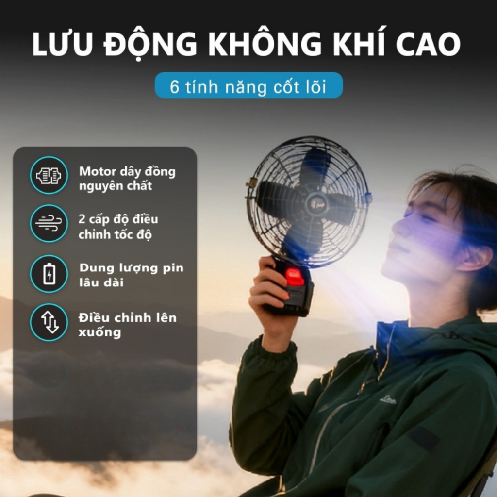 Quạt Tích Điện 8inch Chất Liệu Full Thép Không Rỉ Dùng Pi... (2)