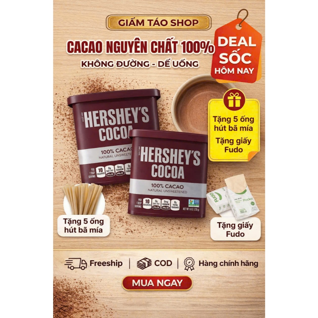 BỘT CACAO KHÔNG ĐƯỜNG 226G Hershey's NATURAL UNSWEETENED ... (2)