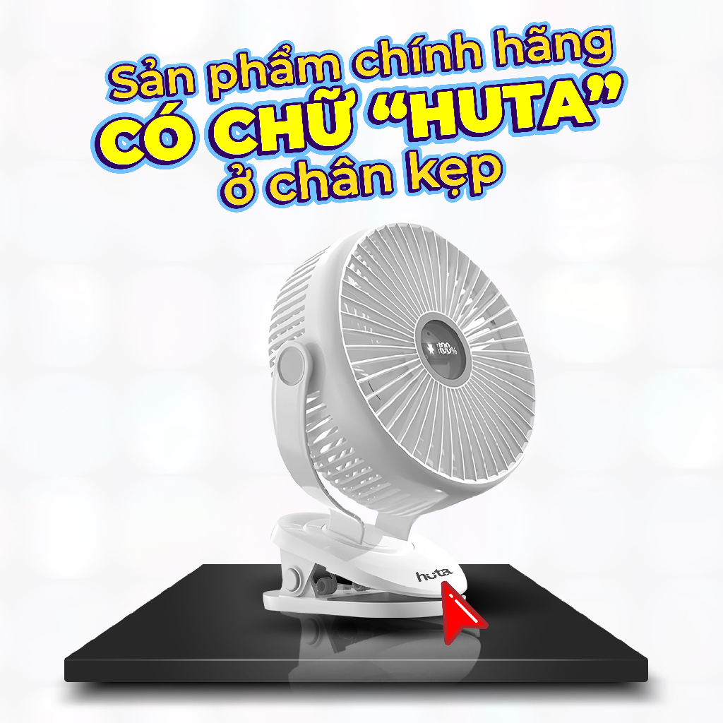 Quạt Tích Điện Kẹp Loại To HUTA Q22 Pin Trâu.Quạt Tích Đ... (2)