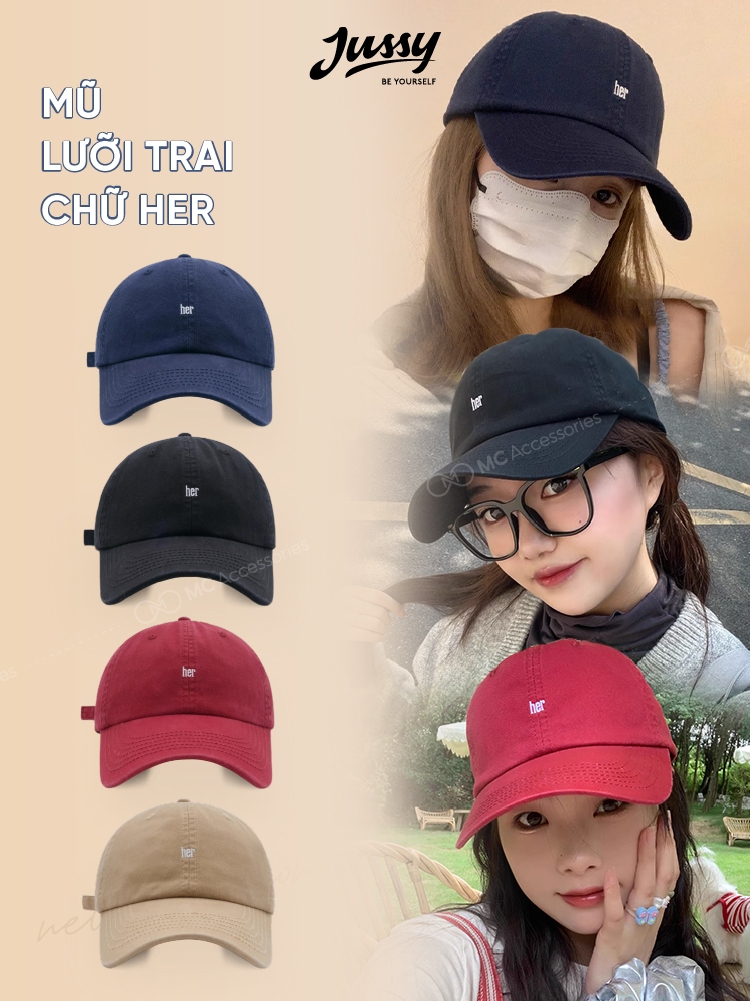 [Choice] Mũ lưỡi trai nam nữ Jussy Official thêu chữ Her ... (2)
