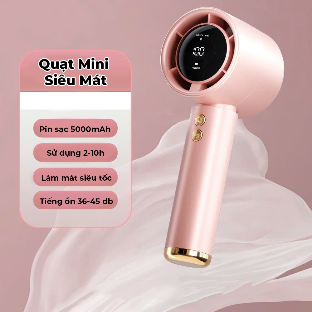 Quạt mini cầm tay M2 5000mAh di động có thể sạc gió mạnh ... (2)