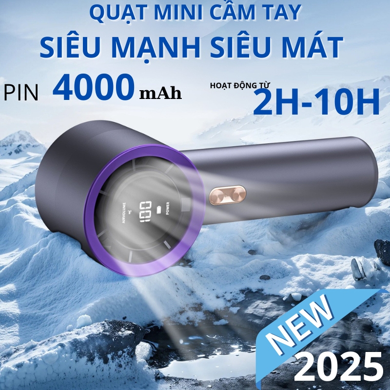 Quạt mini cầm tay 4000 mAh di động có thể sạc gió mạnh 19... (2)