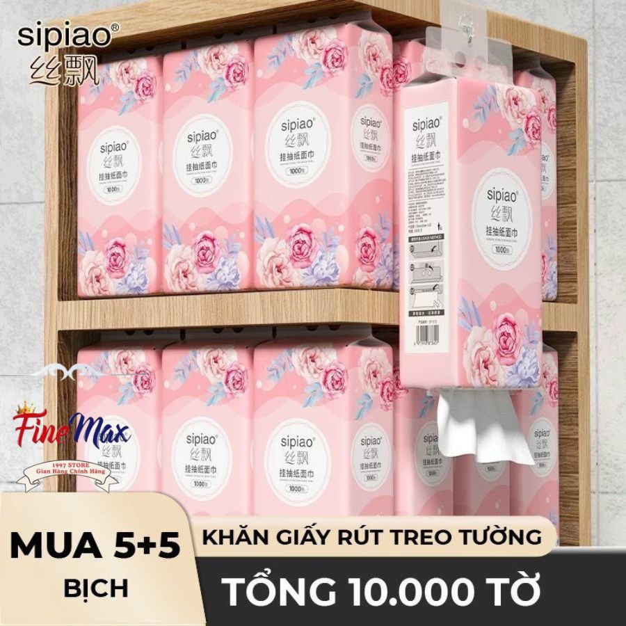 [Thùng 10 Bịch] Giấy Ăn Rút Treo Tường SIPIAO Hoa Mẫu Đơn... (2)