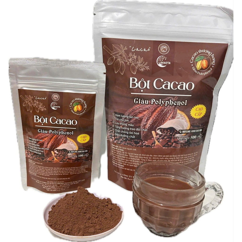 Bột CACAO LAKACTA  NGUYÊN CHẤT KHÔNG ĐƯỜNG THƠM NGON ĐẬM ĐÀ (2)