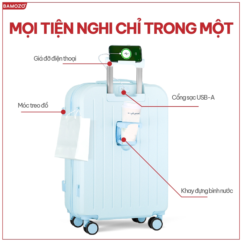 Vali Du L�ch Bamozo 8812 Th�i Trang Size 20/24 Chất Li�u ... (2)