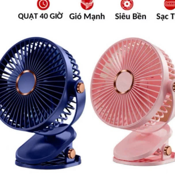 ( HÀNG CHUẨN) Quạt tích điện kẹp bàn mini 5 mức độ có đèn... (2)