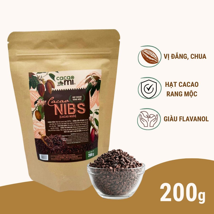 Cacao Nibs hạt ca cao rang mộc giàu flavanol CACAOMI ăn e... (2)