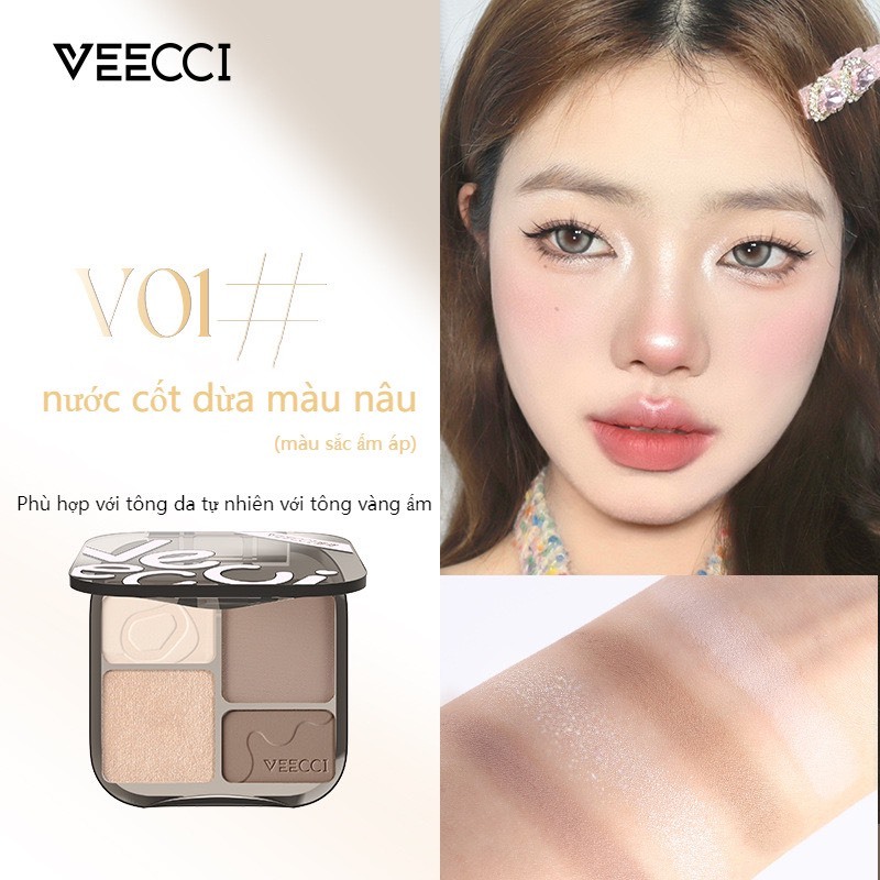 VEECCI Bảng Phấn Bắt Sáng Và Tạo Khối Tự Nhiên Lâu Trôi C... (2)