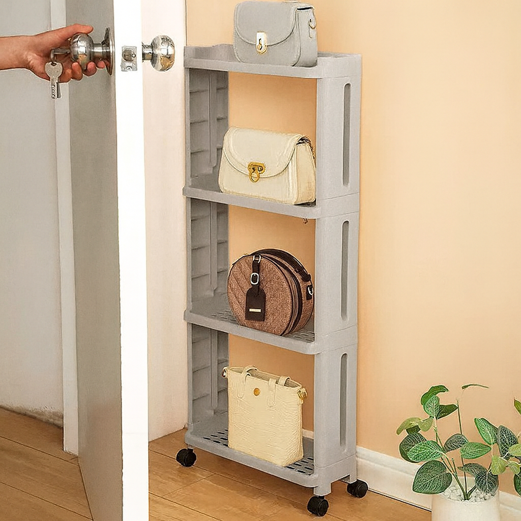 Kệ Nhựa Hẹp 3 4 Tầng Có Bánh Xe (2)