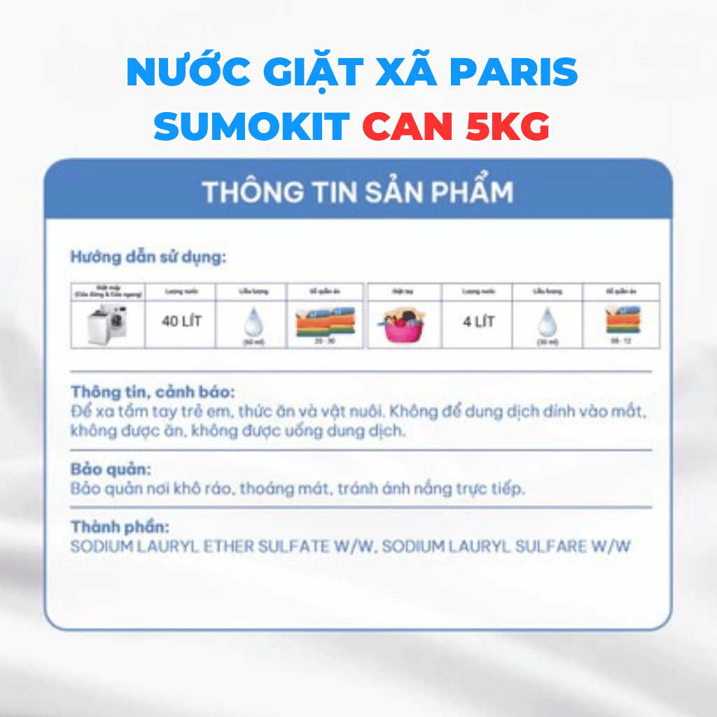 NƯỚC GIẶT PARIS ( CAN 5 ký ) nhiều bọt (2)