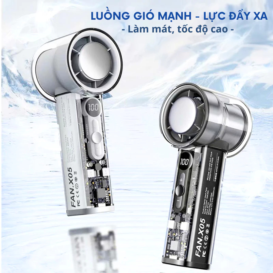 Quạt Cầm Tay X05 Turbo Mini 100 Tốc Độ (2)