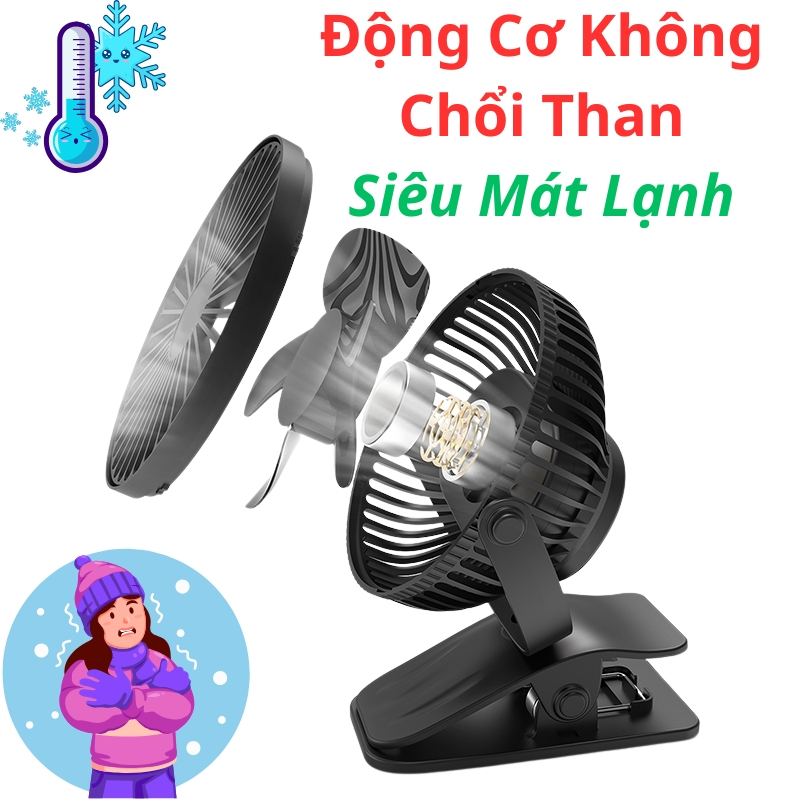 Quạt Tích Điện Mini Kẹp Bàn Văn Phòng (2)