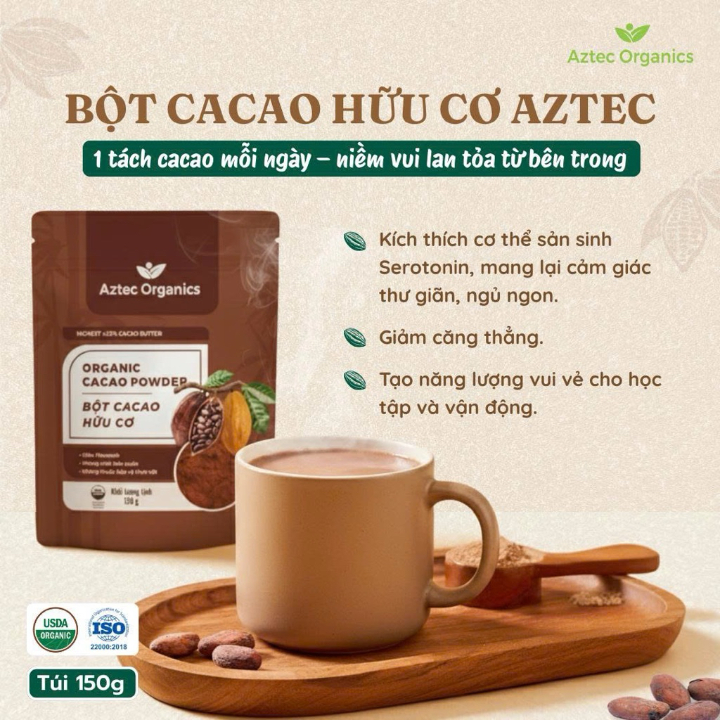 Bột Cacao Hữu Cơ Aztec Organic Nguyên Chất 100% | Giàu Fl... (2)