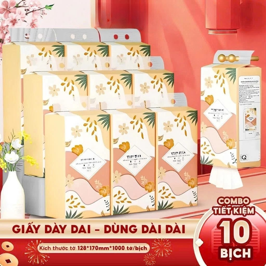 Combo 10 bịch giấy vệ sinh treo tường Tiểu Hạ 1000 tờ làm... (2)
